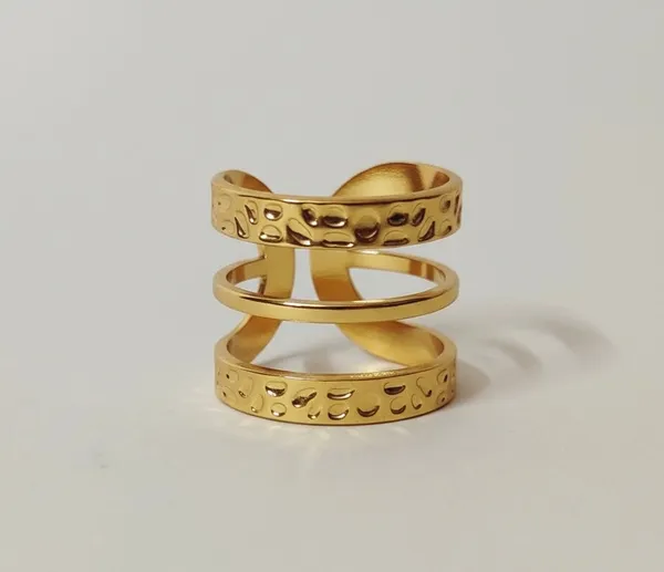 Gold_Gilded_Hammer_Adjustable_Cuff_Ring_For_Women